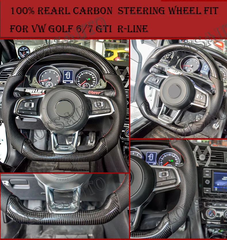 Настоящее углеродное волокно руль для FIT VW Golf 7 GTI Golf R MK7 Замена(немецкий флаг линии