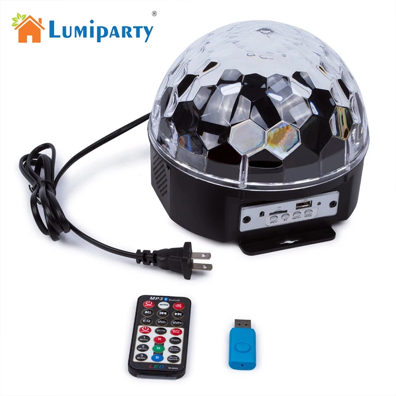 

LumiParty New Bluetooth 6 color LED MP3 Crystal Magic Ball Light Strobe Disco Stage Light LED RGB Ball Light with Remote control