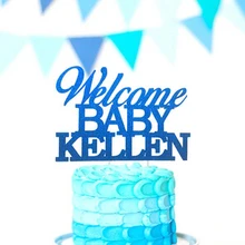 Акрил добро пожаловать ребенка выявить маленьких Пол пользовательское имя золото Благослови крестины Торт Топперы с днем рождения Свадебная вечеринка украшения