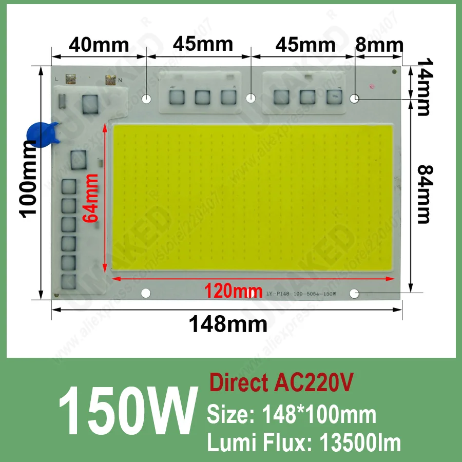 COB светодиодный чип лампы 50 Вт 100 Вт 150 Вт светодиодный Лампа COB 220 В Smart IC холодный теплый белый/белый Светодиодный прожектор чип