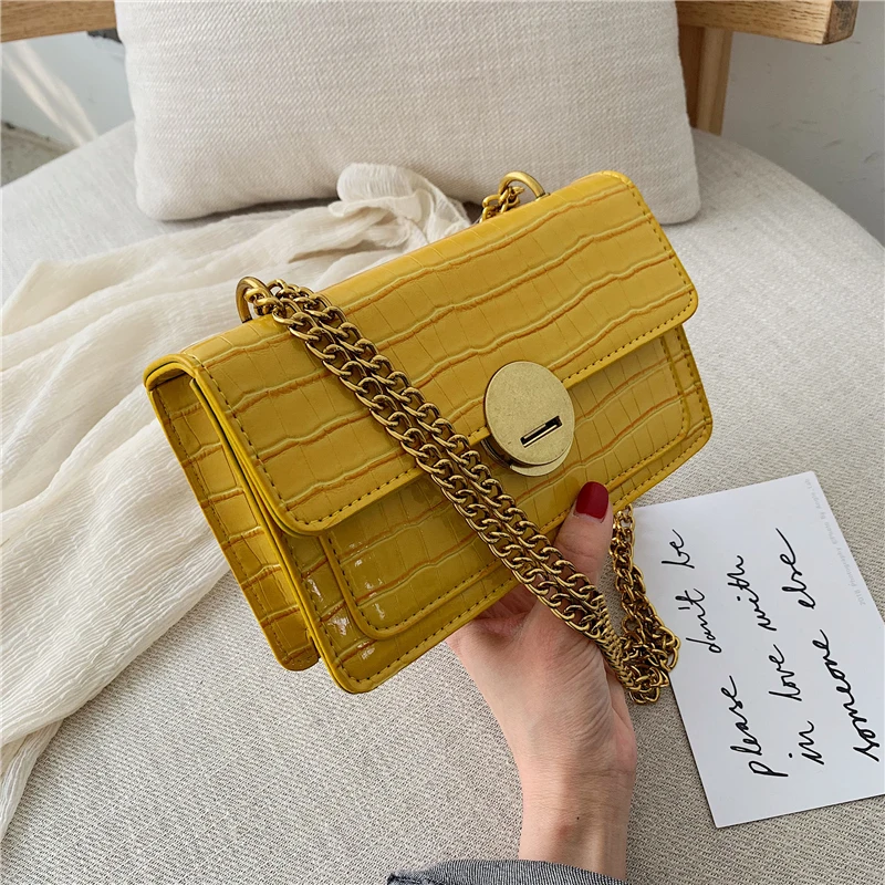 

2019 Crocodile Pattern Crossbody Bags For Women Small Chain Handbag small bag PU Leather Hand Bag Ladies Designer Evening Bags