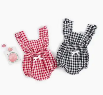 

Baby Girl Romper Summer Newborn Baby Clothes Plaid Ruffle New born Baby Boy Romper Cotton Infant Sunsuit Baby Boys Girl Jumpsuit