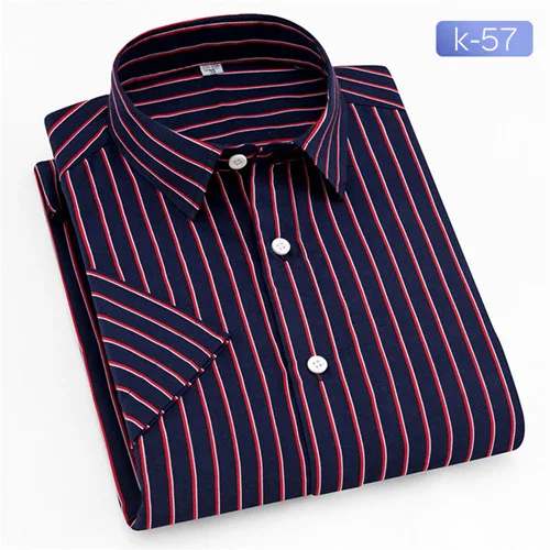 Plaid Summer Men Shirts Homme Short Sleeve Shorts Casual Soft New Fashion Man Shirts Striped/Plaid Brand Streetwears XT823 - Цвет: k-57