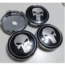 

4PC 60mm Alloy Black The Punisher Skull Face Car Center Caps Badge Auto Car Wheel Hub Caps Emblem punishment Wheel Center Caps