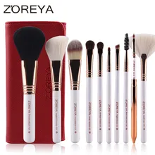 ZOREYA Brand 10pcs Makeup Brushes Rose Gold Cosmetic Brush Foundation Eyeshadow Eyeliner Lip Brush Kits With PU Leather Bag