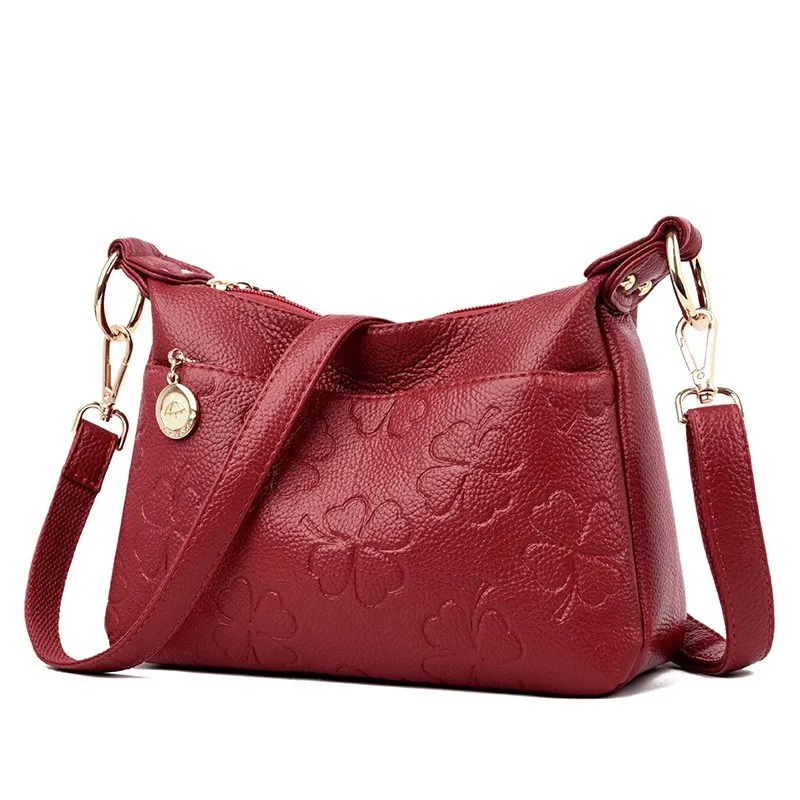 Роскошные сумки женские сумки дизайнерские цветы Женские сумки через плечо кожаные сумки на плечо винтажные женские сумки - Цвет: Red