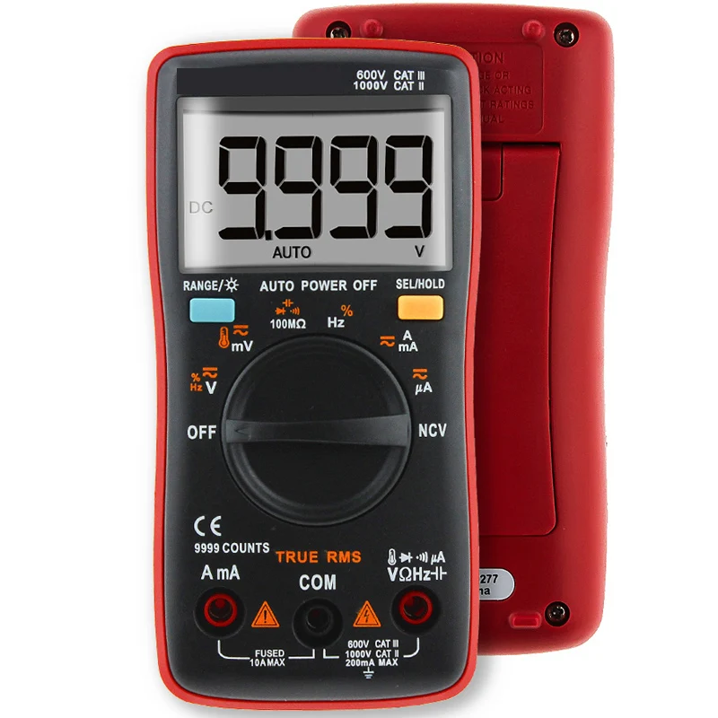 Цифровой мультиметр True RMS NCV AC/DC Напряжение Амперметр 9999 отсчетов сопротивление