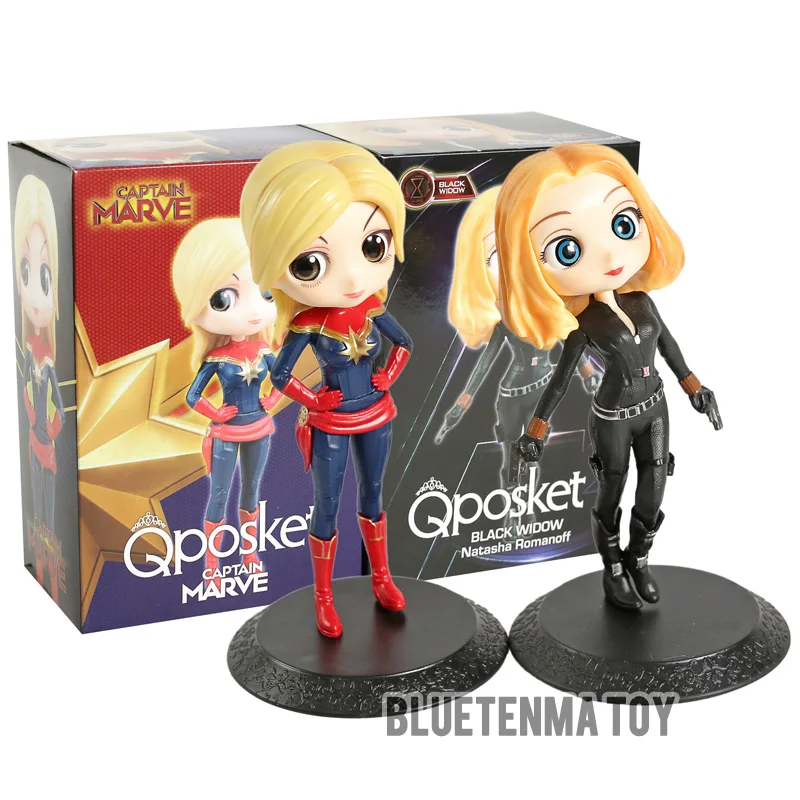 

Avenger League Qposkets Edition Action Figure Big Eye Marvels Captain Black Widow 15cm PVC Funkos Pops Cake Puppet Action Figure