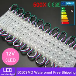 500 шт./лот Superbright Водонепроницаемый SMD 5050 3 светодиодный модуль белый/красный/RGB/синий/зеленый DC12V высокое качество реклама свет