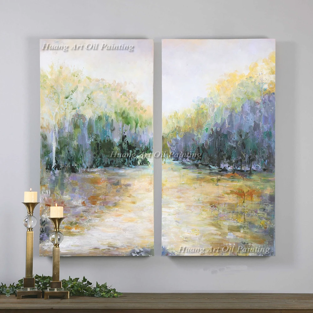 

Dafen Oil Painting Village Two Pictures Combinnation Impressionist Landscape Home or Hotel Decor Handmade Oil Painting on Canvas