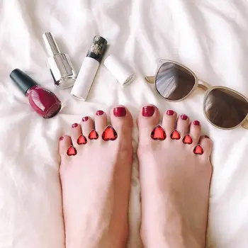 

8pcs Silicone Toe Separators Foot Care Circular heart shape Toe Separator Shining Diamond Jewel Toe Divider DIY Nail Art Kit