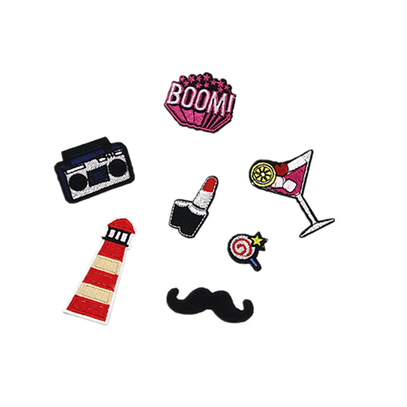 7pcs Lipstick Stripes On Clothes Embroidered Patches For Badges Backpack Iron Applique Sewing Accessories Crafts | Дом и сад
