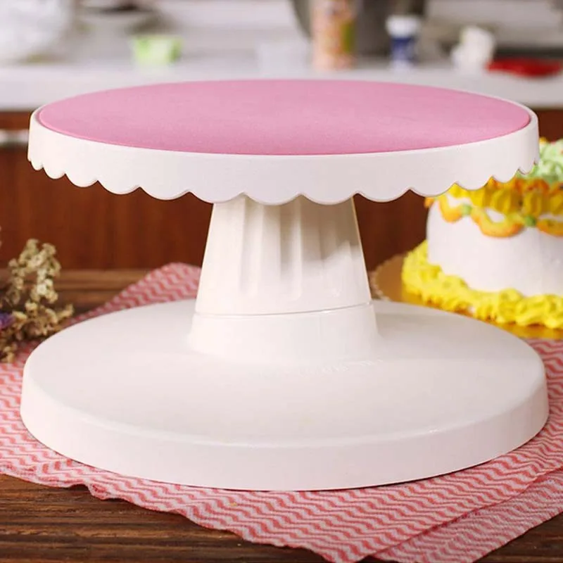 Вручную вращающаяся Поворотная пластмассовая подставка для торта, противоскользящая подставка для торта, круглая вращающаяся подставка для украшения торта, платформа, кухонная посуда для выпечки