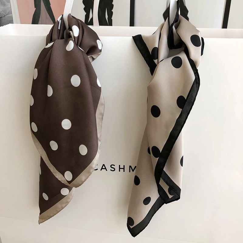 

Luna&Dolphin Women Square Scarf 70*70cm Dog Print Khaki Caramel Chiffon Silk Scarves Office Lady Headbands Bandana Satin Scarf