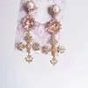 EARS HIGH Korean Fashion Women Cross Drop Earrings Barque Style Shiny Rhinestone Crystal Simulated Pearl Girl Vintage Jewelry ► Photo 2/4