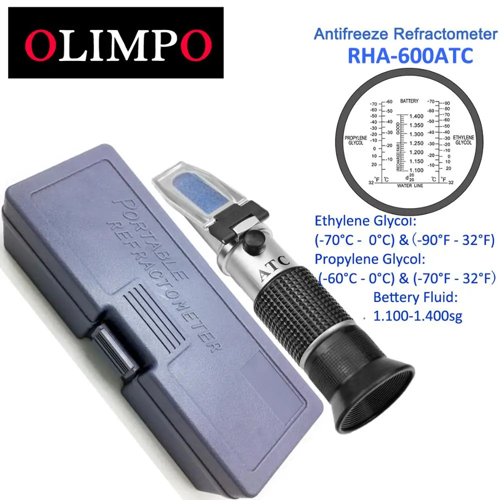

olimpo Refractometer Antifreez RHA-600ATC 3in1 Glycol Tester with Celsius & Fahrenheit Car Battery Acid Tester ATC Tool Quality