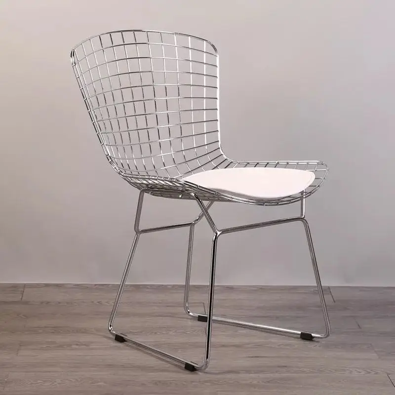 U-BEST горячая Распродажа кухонный металлический стул bertoia алмазная проволока стул, садовая мебель Реплика стальная живопись для улицы - Цвет: Chrome white pad