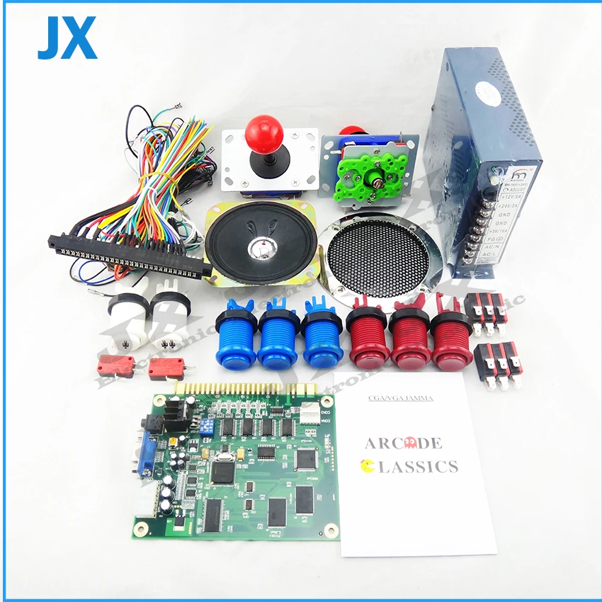 

Classical arcade game 60 in 1 kit with 16A power supply,speaker,zippy joystick,american button,1P2P button,jamma wire,PCB feet