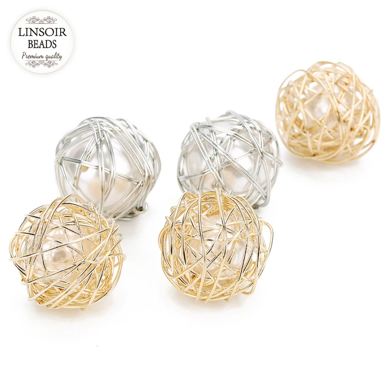 5 шт./лот Золотой/родиевый цвет круглая форма проволочная сетка кулон покрытый