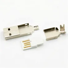 10 комплектов USB 2,0 Тип A сварочный штекер никелированные разъемы usb-A хвостовое гнездо 3 в 1 DIY адаптер