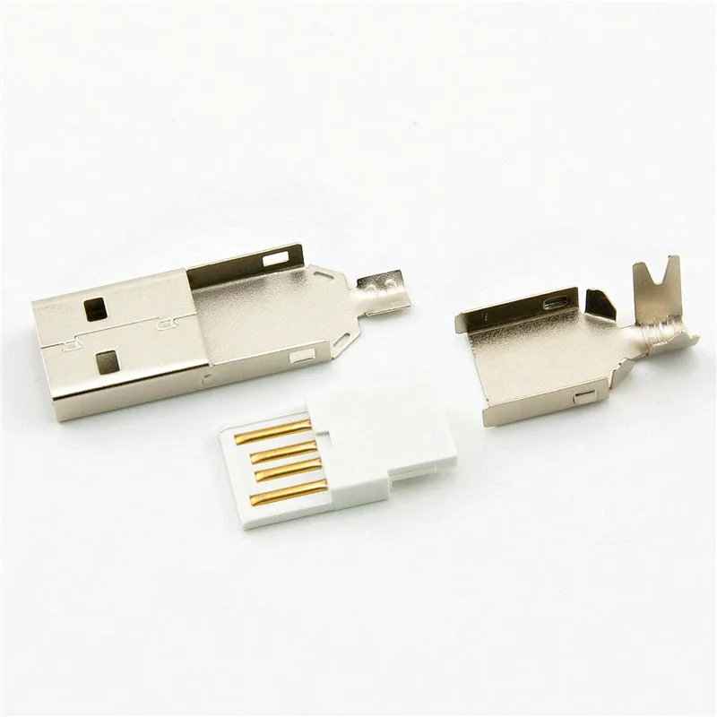

10sets USB 2.0 Type A Welding Type Male Plug Nickel Plated Connectors usb-A Tail Socket 3 in 1 DIY Adapter