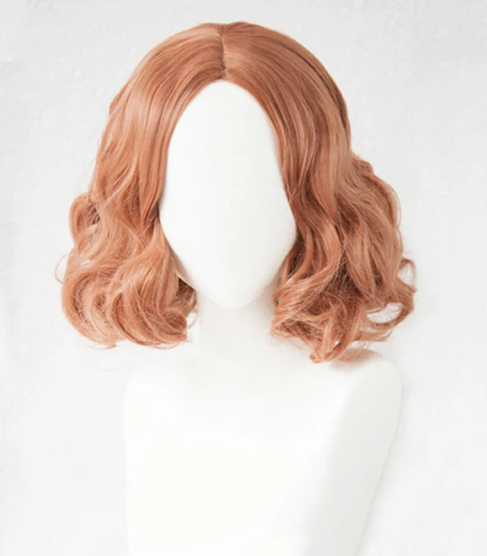 anime cosplay female P5 Persona 5 Haru Okumura Short Curly Mixed Orange Pink Hair Heat Resistant Cosplay Costume Wig + Wig Cap best halloween costumes