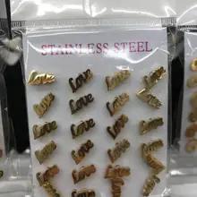 12 пар/лот, женские серьги из нержавеющей стали, серьги-гвоздики с сердечком