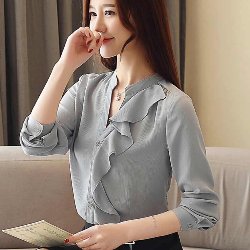 

BIBOYAMALL Womens Tops and Blouses Fashion Chiffon Blouse Ladies Shirts Blouse Shirt Women Clothing Plus Size Blusas Feminina