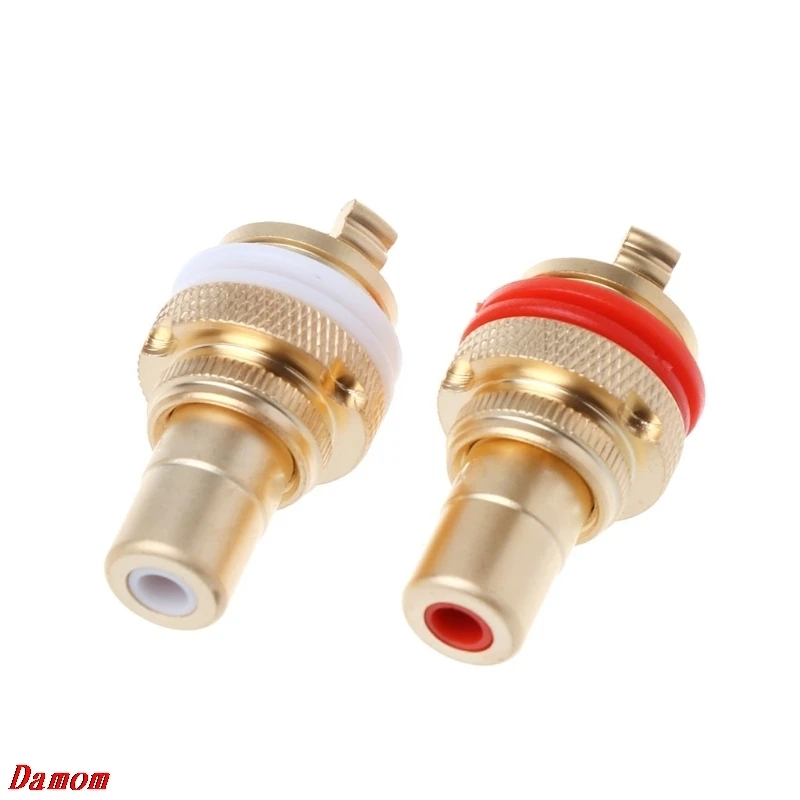 

2Pcs Copper RCA Female Connector Lotus Audio Socket Audio Amplifier RCA Block Damom