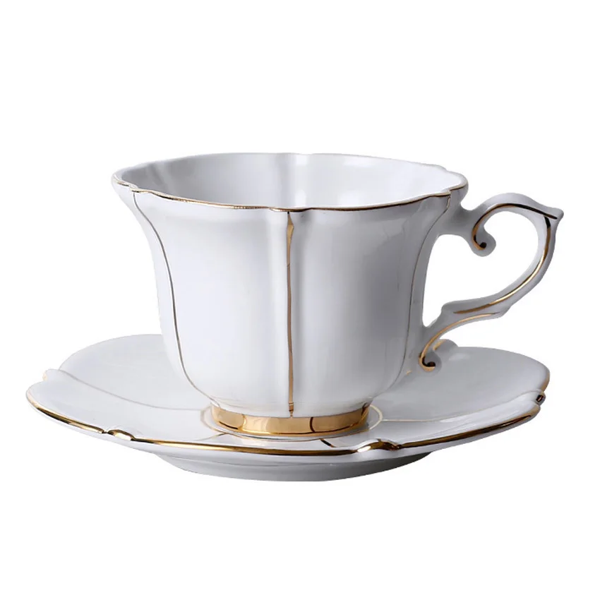 

GFHGSD Handmade Flower Bone China Porcelain Coffee Cup And Saucer Gold-Rimmed Floral Ceramic Teacup Afternoon Tea Cups Sets
