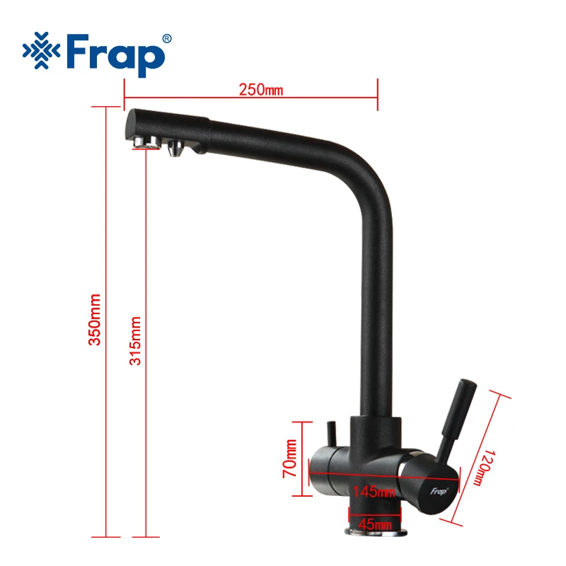  Frap New Black Kitchen sink Faucet mixer Seven Letter Design 360 Degree Rotation Water Purification - 32851414001