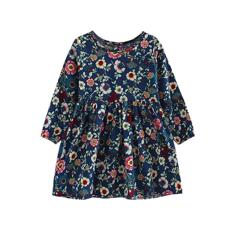 Telotuny/детская одежда; платье для маленьких девочек; праздничное платье принцессы с длинными рукавами; детская одежда; летнее платье для девочек - Цвет: Navy