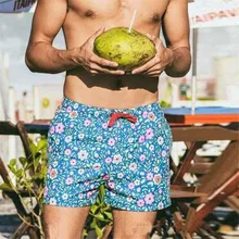 Мужские бикини с цветочным принтом Шорты купальник свободные модные плавки Брюки Спортивная пляжная одежда