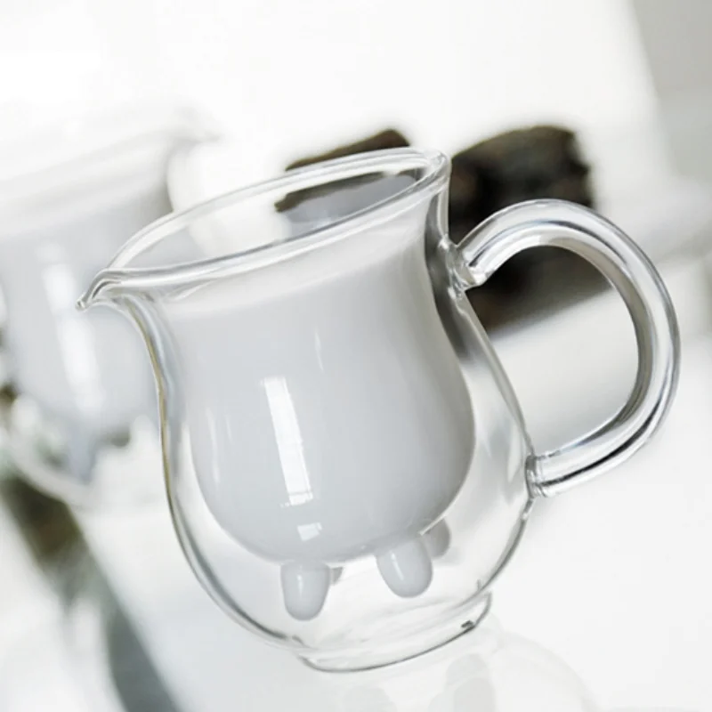 Чашки для молока креативные двухслойные термостойкие прозрачные чашки прохладной формы для кухни