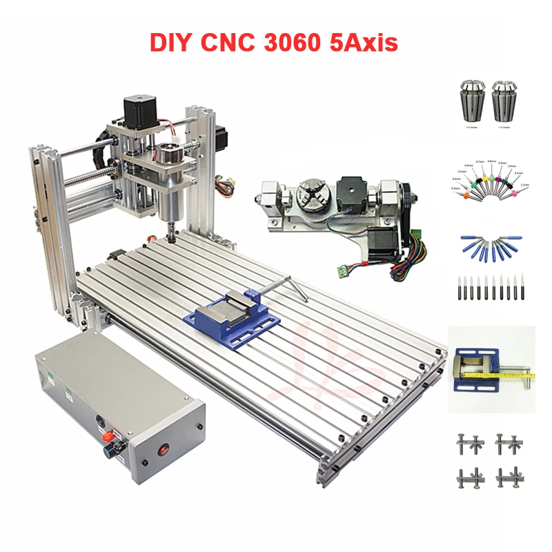 5 оси DIY гравировальный станок с ЧПУ PCB мини ЧПУ деревянный маршрутизатор рабочая зона 30*60 см