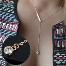 Fashion Luxury Shiny Rhinestone Pendant Chain Crystal Jewelry Collar Choker Chunky Bib Statement Long Necklace VC434 P0.50