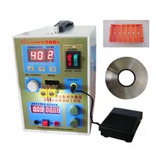 SUNKKO 788H(788+) Светодиодный светильник двойной Пульс точность 18650 батарея точечной сварки+ 1 кг/рулон 0,15x8 мм никель+ 18650 зажим