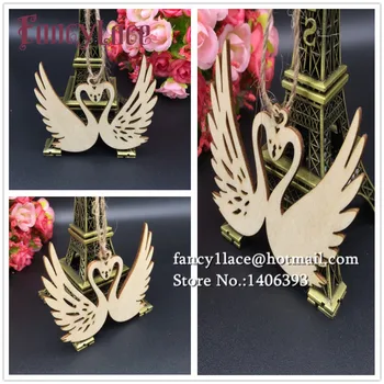 

Hot Sale 50Pcs Wood Wooden Swan tags Wedding Card Wish Tree Gift Tags with Jute String 80mm Hang Wedding Favor Party Decoration