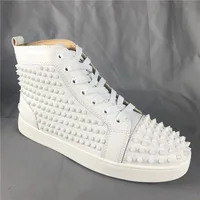 FNJACK Fashion Red bottom Sneakers High-top Flat Shoes Louis Spike Leather Sneaker