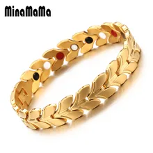 Нержавеющая сталь с изображением сердца, листков формы энергии браслет из магнетита Германия здоровый браслет для женщин и мужчин, ювелирные изделия