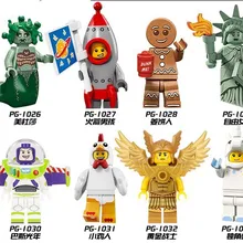 240 шт. PG1026-1033 детские игрушки diy Медуза Rockey мальчик пряник человек Базз Лайтер Единорог Золотой лайтан строительные блоки