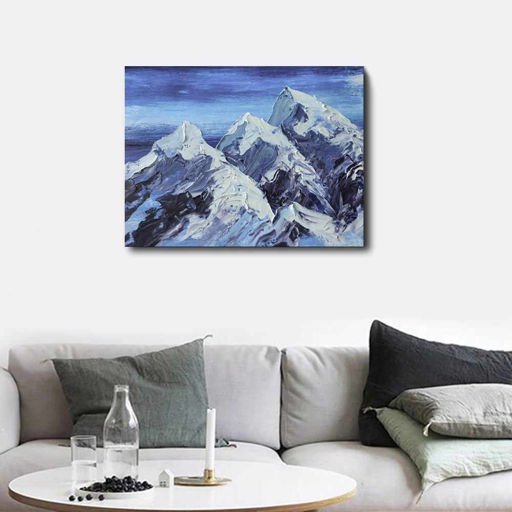 

Abstract Winter Blue Snow Mountains Natural Scenery Sky Posters and Prints Canvas Painting Home Living Room Decor No Photo Frame