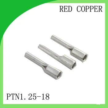 

Hot sale Red copper 1000 PCS PTN1.25-18 Cold Pressed Terminal Connector 22AWG - 16AWG Pin Type terminal