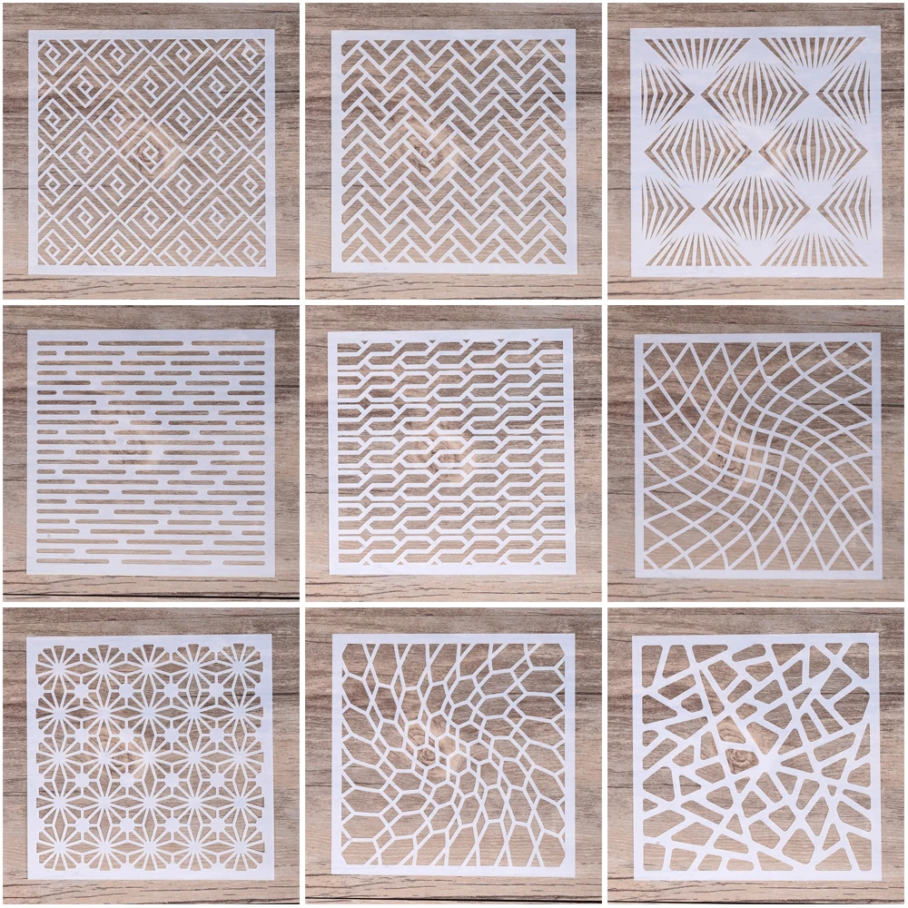 

9 pcs DIY Craft Layering Candy Background Stencil For Wall Painting Scrapbooking Stamping Album Decorative Embossing Paper Cards