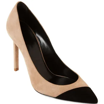 

New Fashion High Heels Dress Shoes Woman Pointed Toe Women's Pumps Sexy Ladies Party Wedding Shoes Patchwork Suede Big Size 43