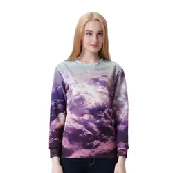 Для женщин одежда с длинным рукавом crewneck космических Galaxy Цифровой 3D печатных Толстовка 2016 г. Весна Осень Симпатичные посмотреть облако