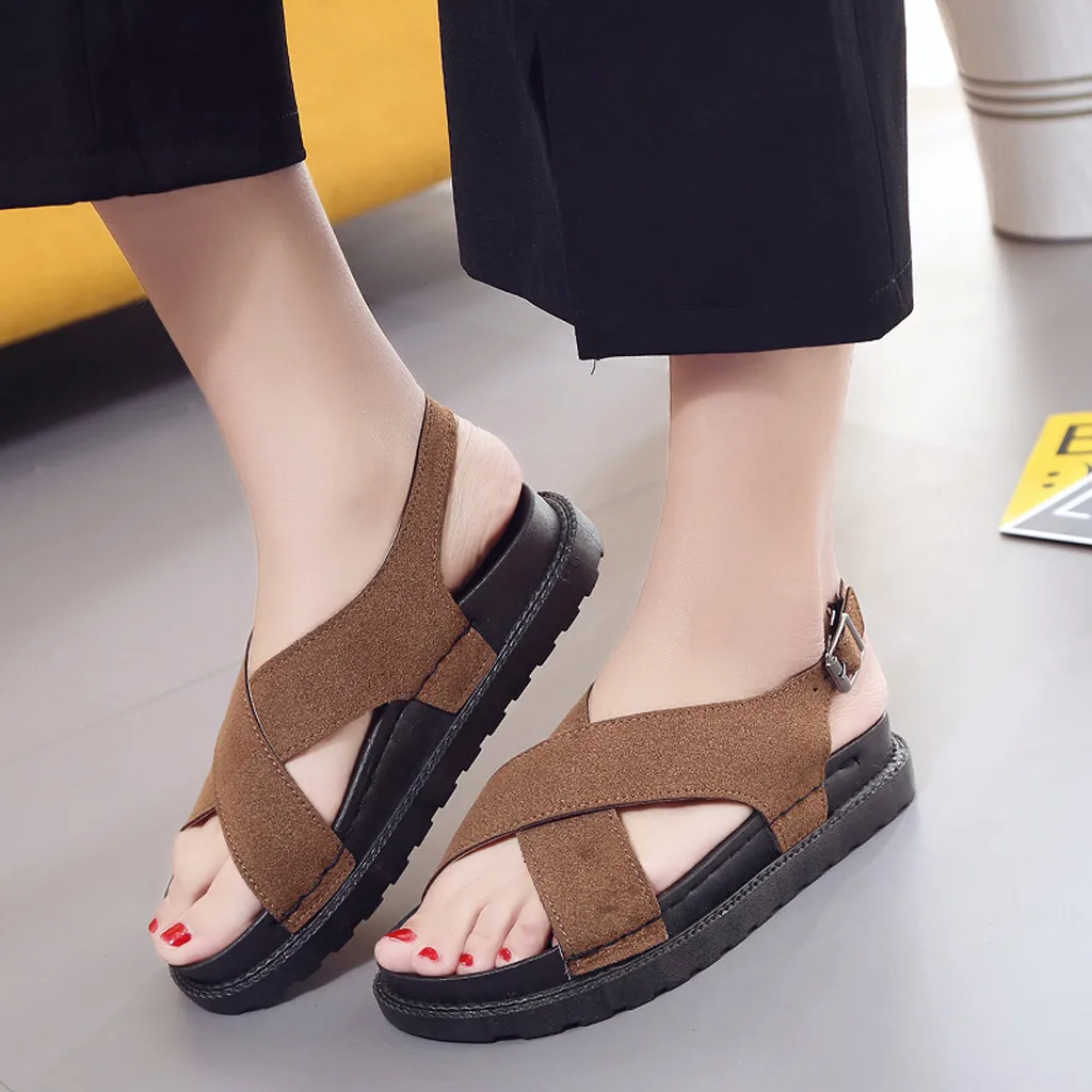 MUQGEW/модные летние сандалии женская обувь для отдыха на плоской подошве с круглым носком женские нескользящие сандалии на платформе Большие размеры