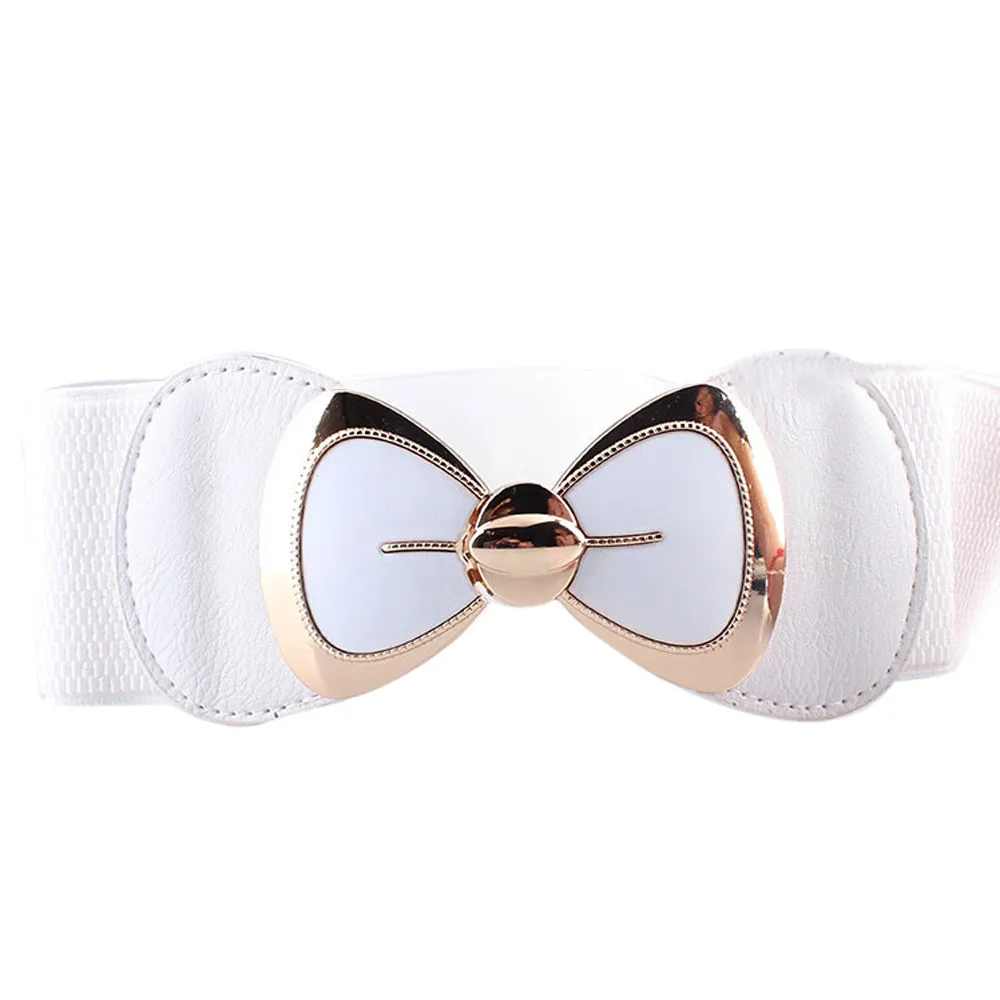 

Belt Women Black White 2019 Belt Fashion Bowknot Buckle Waistband Wide Elastic Stretch Waist Belt cintos de mujer-30