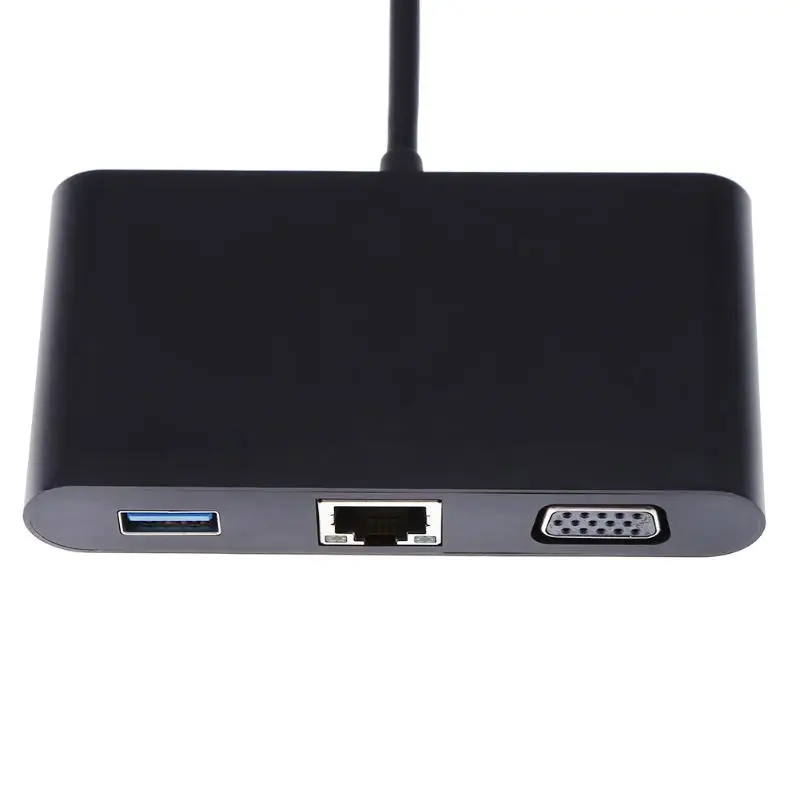 Алюминиевый сплав 1080 P Тип с разъемами типа C и USB3.0+ RJ45 LAN+ VGA+ Тип-C+ 3,5 мм аудио Порты и разъёмы адаптер мульти-Порты и разъёмы Тип-конвертер