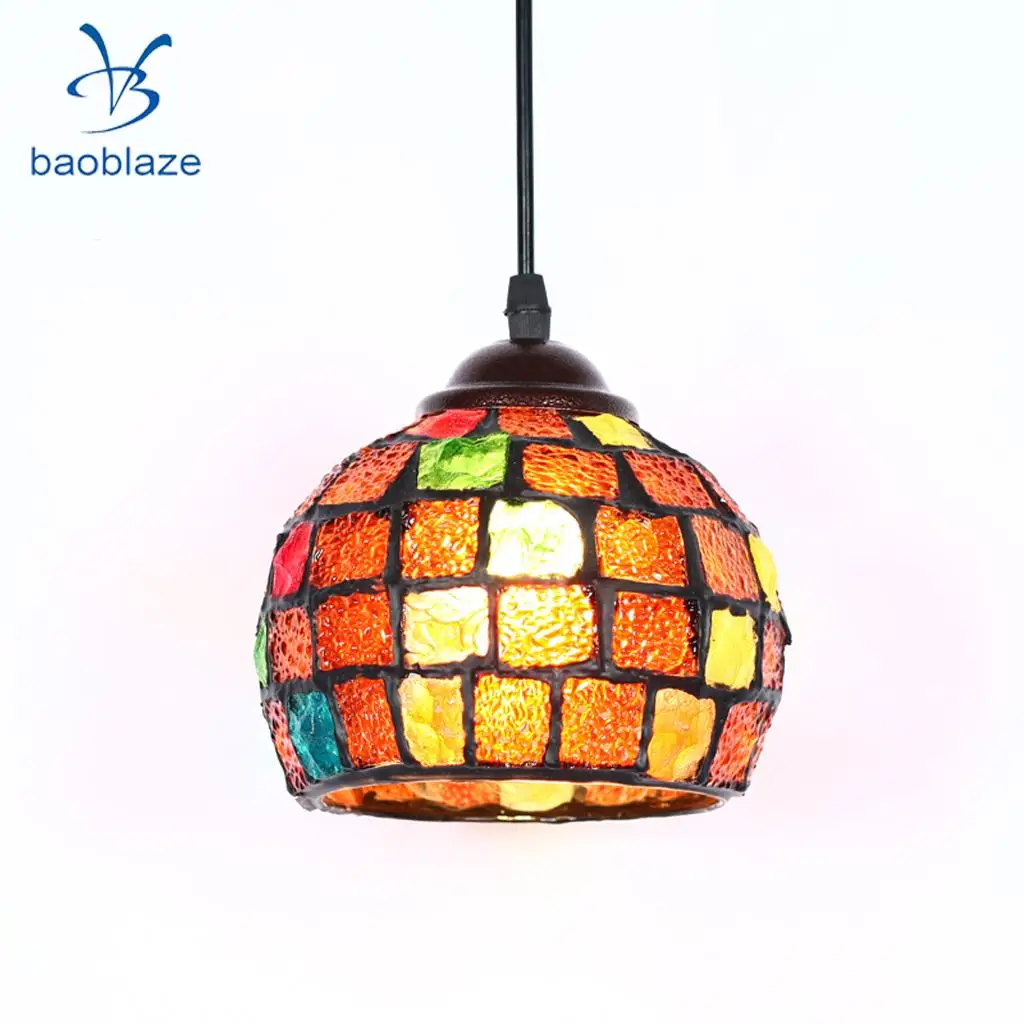2Pcs Vintage Hanging Light Mosaic Design Pendant Ceiling Lampshade 